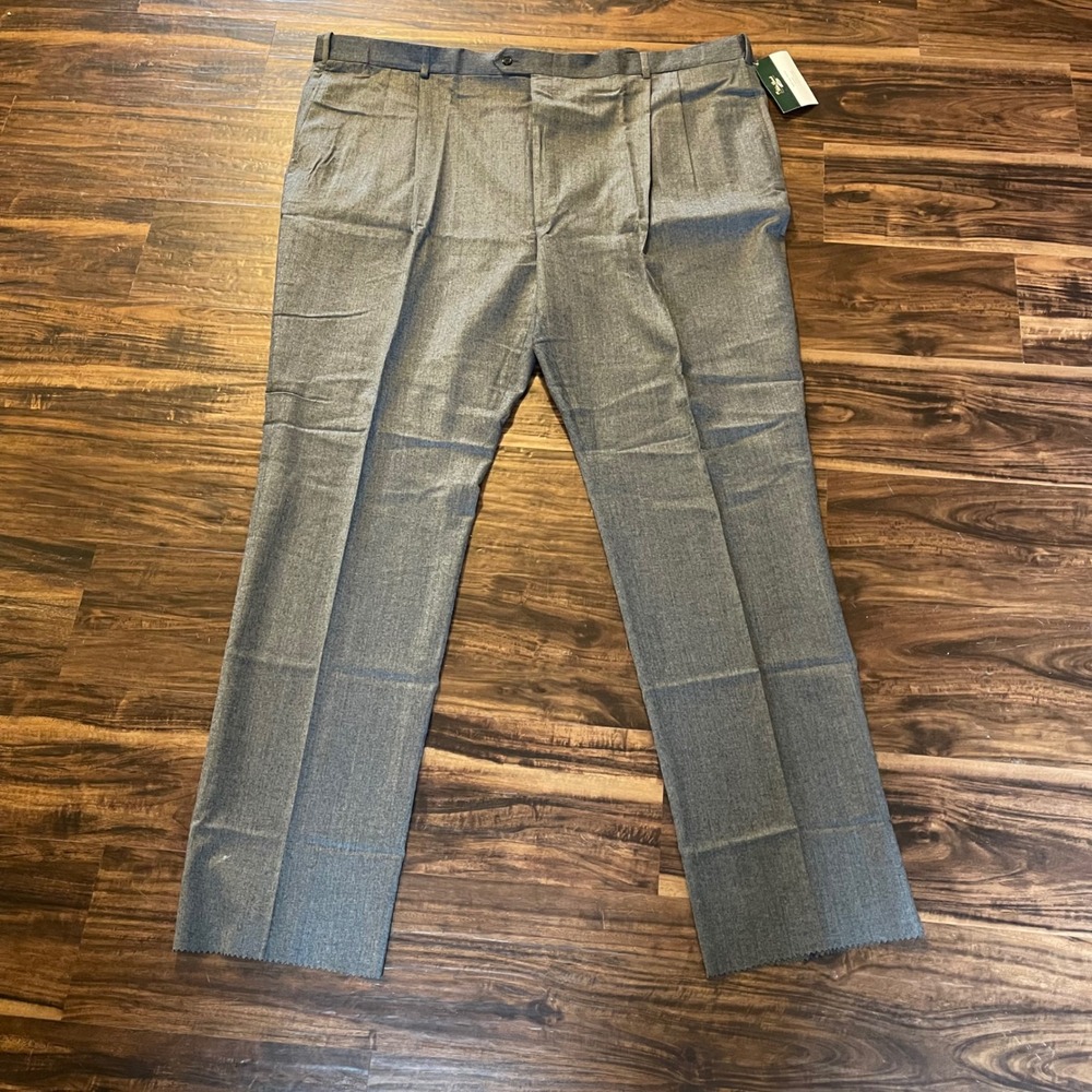 NWT Palm‎ Beach Reflex Men's 54 Gray Worsted Wool Double Pleated Dress Pants 54